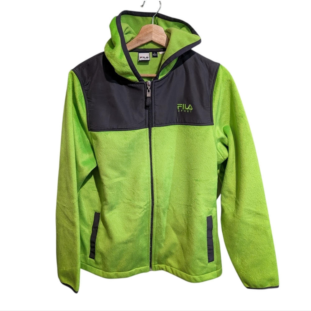 Womens Fila Sport Bright Green Fleece‎ Jacket Size Large